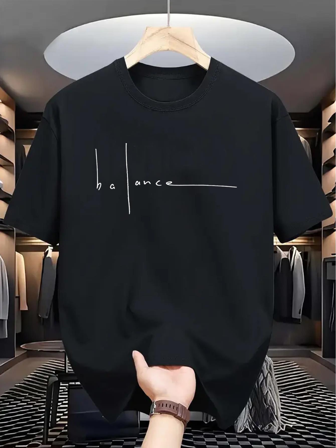 thumbnail image 2 of Men'S Casual Crew Neck T-Shirt with Geometric "Balance" Print,Slight Stretch, Regular Fit, Summer Outdoor Wear, 2 of 6