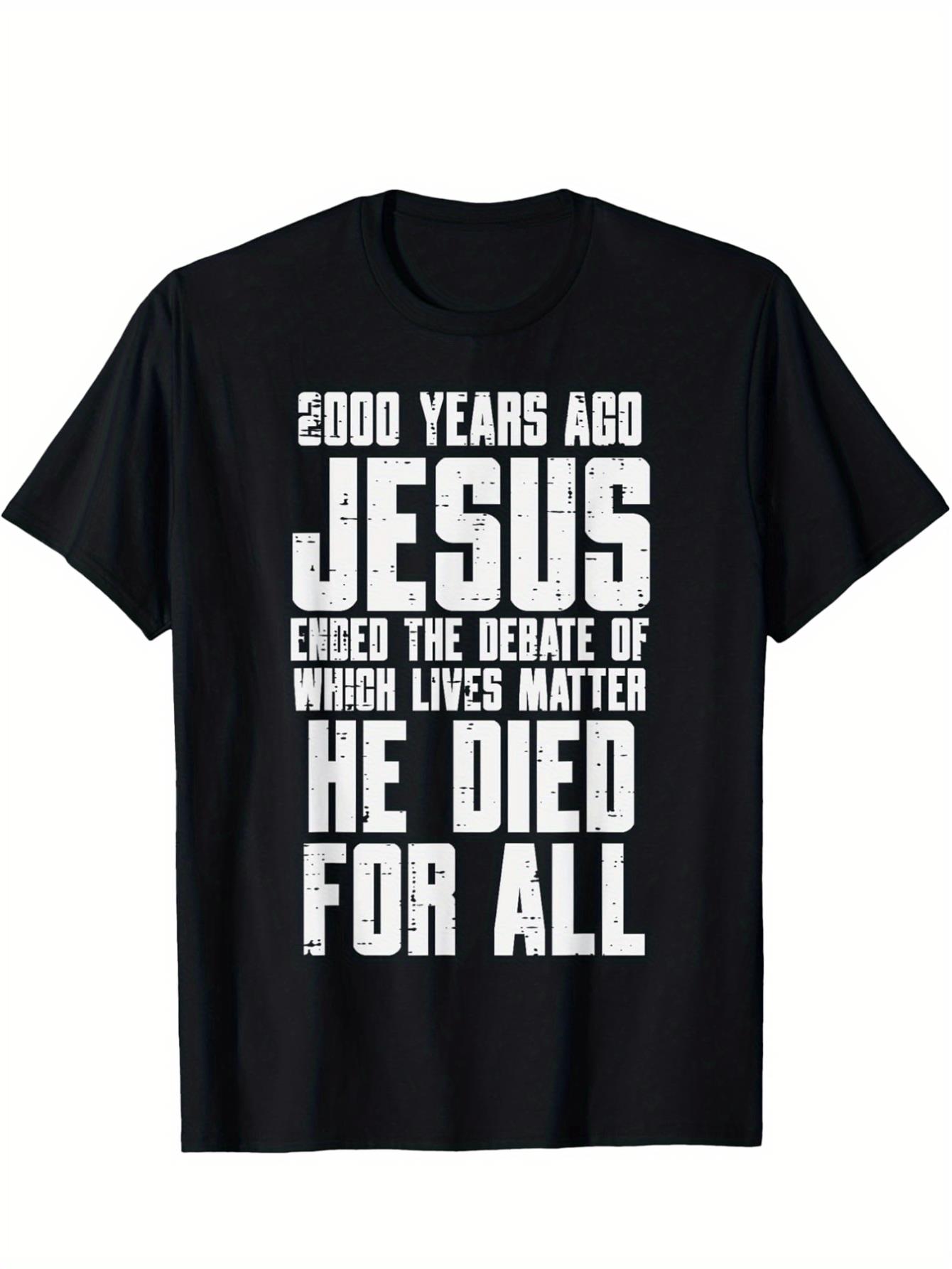 thumbnail image 2 of Years Ago Jesus Died for All Christian Men T-Shirt Selected Pure Cotton Interesting Design Short Sleeve T-shirt for Men, Soft and Breathable, Suitable for All Seasons, 2 of 7