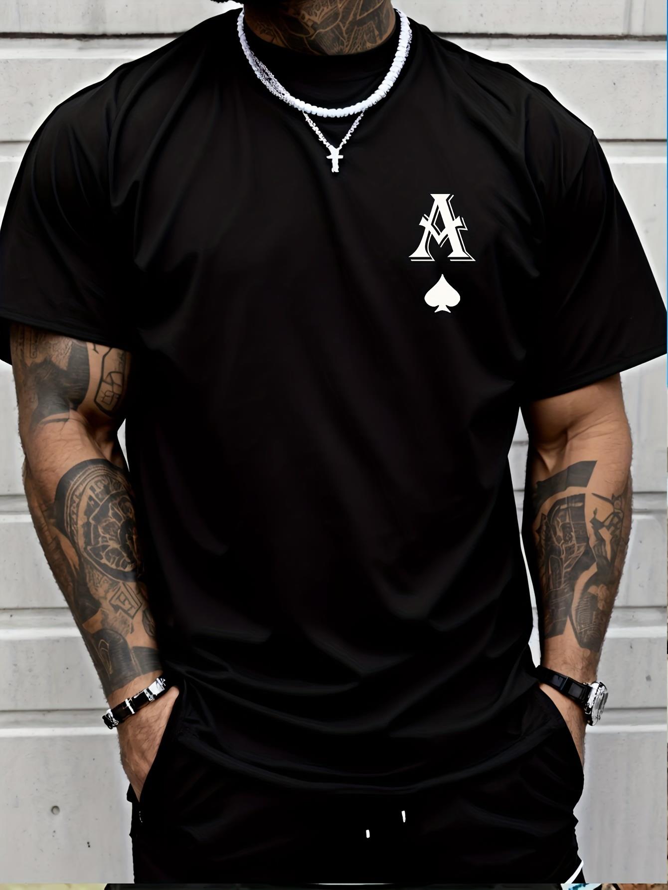 thumbnail image 1 of A Print Men's Creative Top, Casual Short Sleeve Crew Neck T-shirt, Men's Clothing For Summer Outdoor, 1 of 5