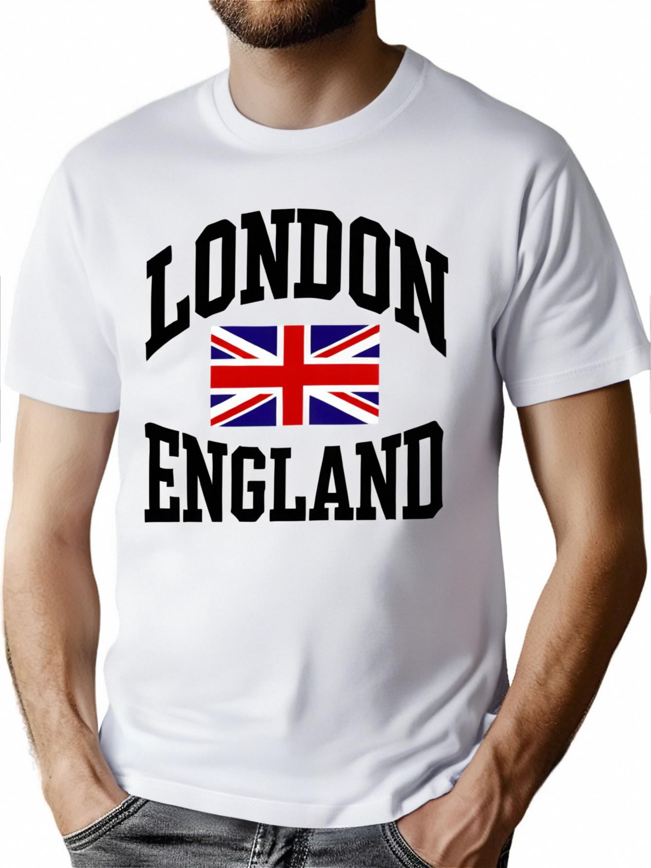 thumbnail image 1 of LONDON ENGLAND Print Pattern Men'S Casual Round Neck Short Sleeve T-Shirt, Comfortable And Stylish Men'S Top., 1 of 6