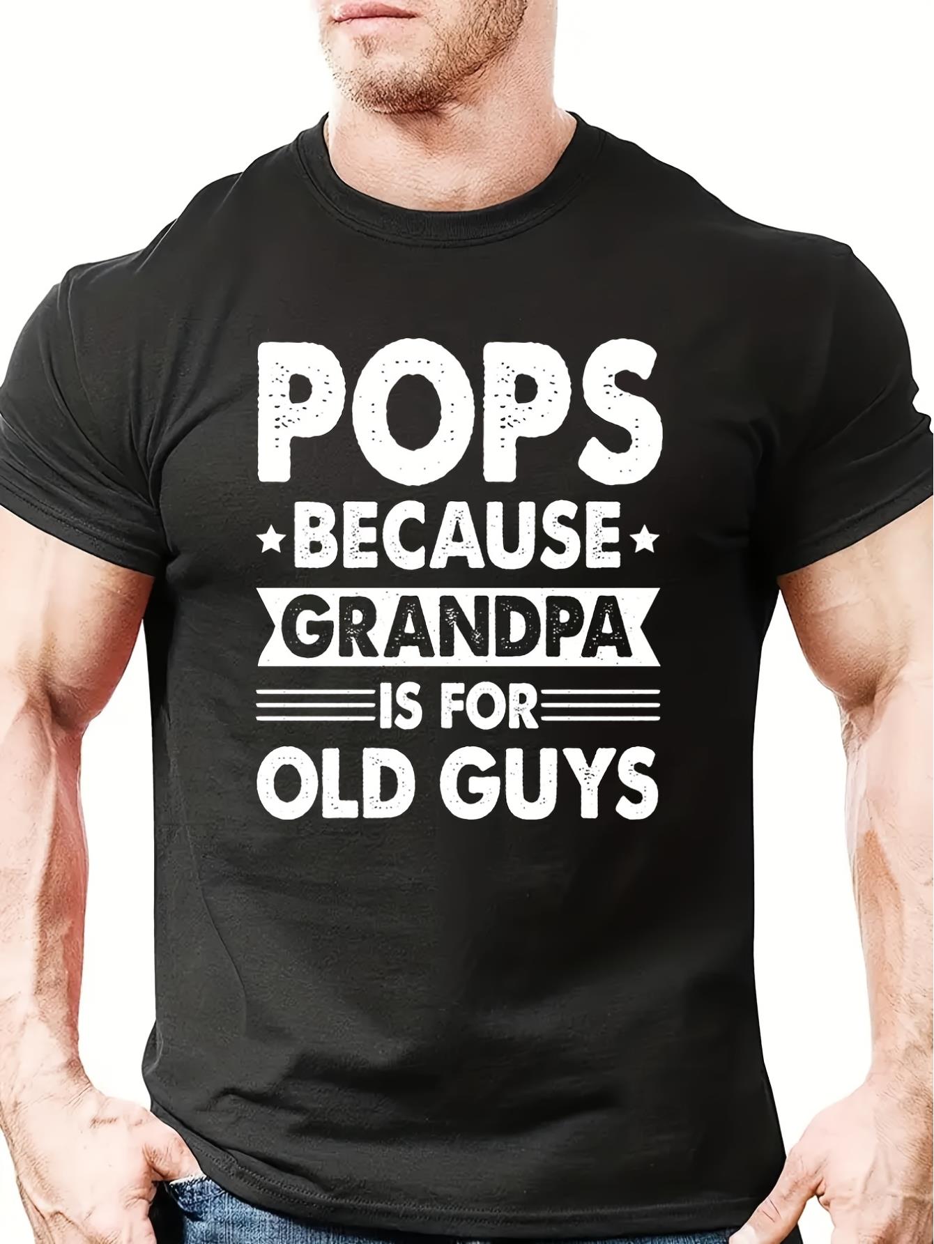 thumbnail image 1 of Father's Day "POPS" Letter Pattern Print Men's Comfy T-shirt, Graphic Tee Men's Summer Outdoor Clothes, 1 of 5