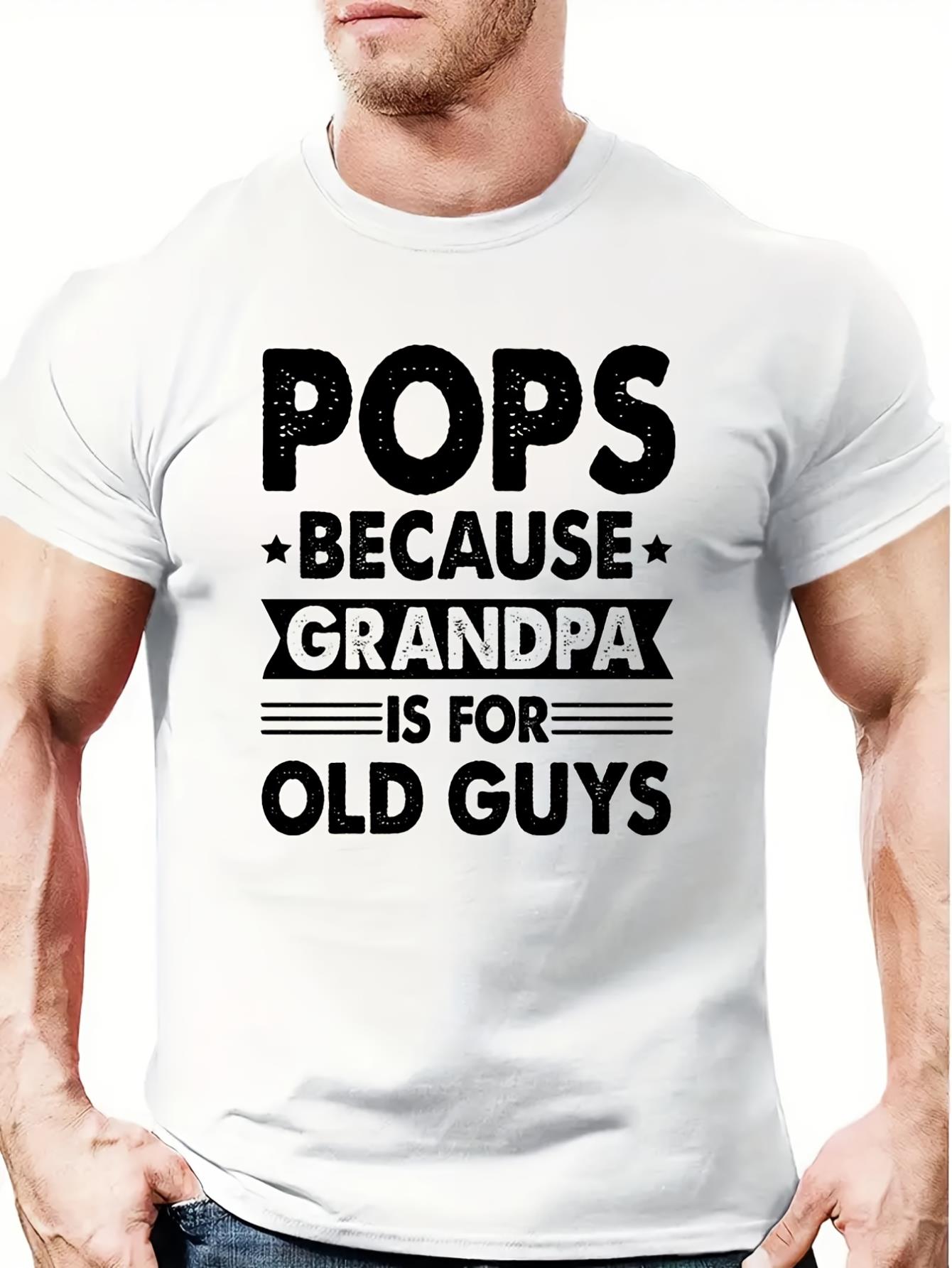 thumbnail image 1 of Father's Day "POPS" Letter Pattern Print Men's Comfy T-shirt, Graphic Tee Men's Summer Outdoor Clothes, 1 of 5