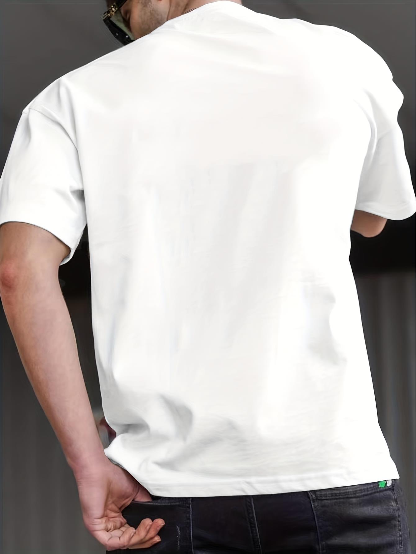 thumbnail image 2 of Slogan & Football Helmet Pattern Print Men's T-shirt, Graphic Tee Men's Summer Clothes, Men's Outfits, 2 of 3
