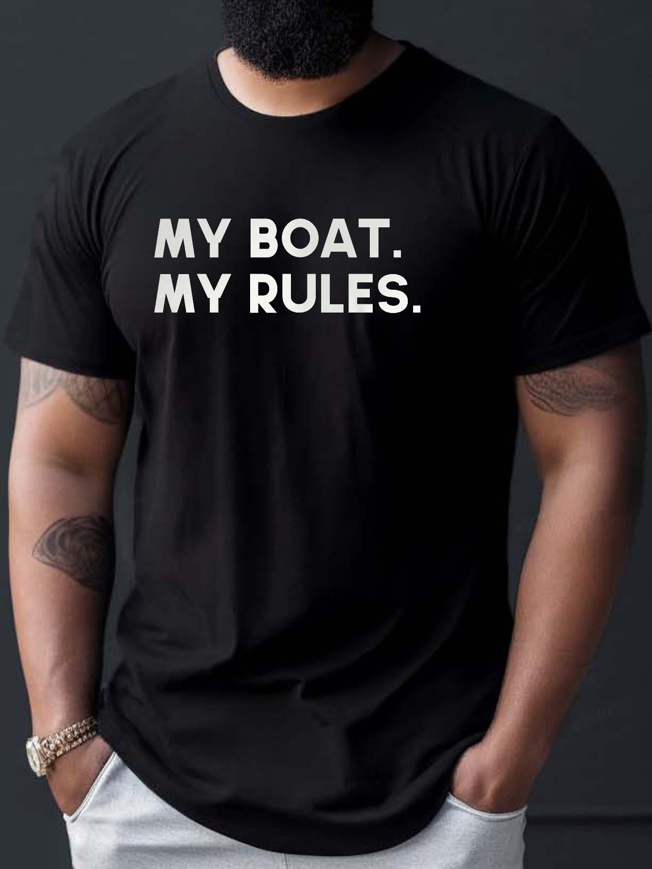 thumbnail image 1 of [MY BOAT MY RULES Tee] Casual MY BOAT MY RULES Print T Shirt - Short Sleeve Tees For Men Summer, 1 of 4