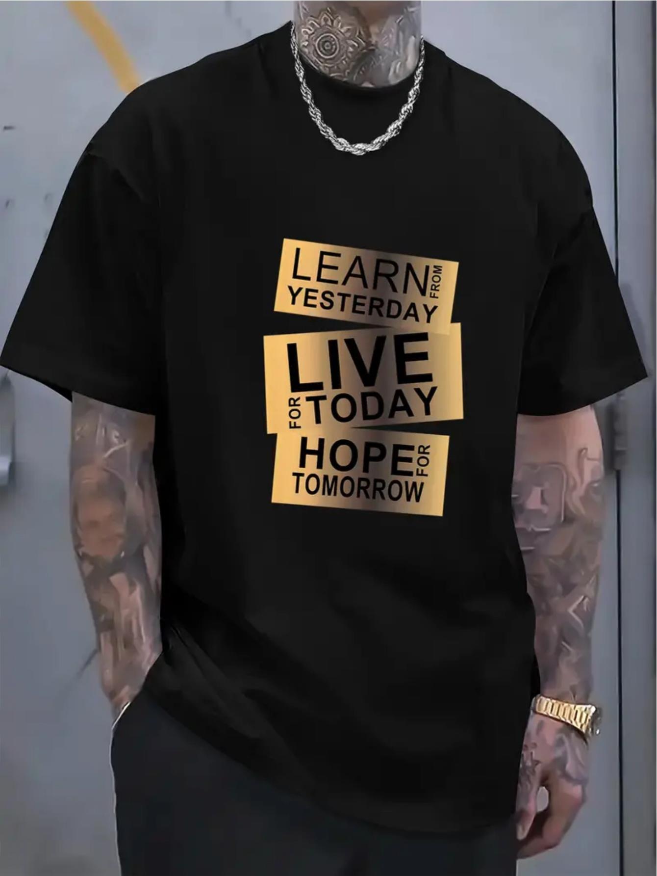 thumbnail image 1 of [Creative Letter Graphic Print Tee] Ultra-Soft Creative Letter Graphic Print T-Shirt - Comfort-Fit Crew Neck, Breathable, Moisture-Wicking, Casual Summer Tee, 1 of 6