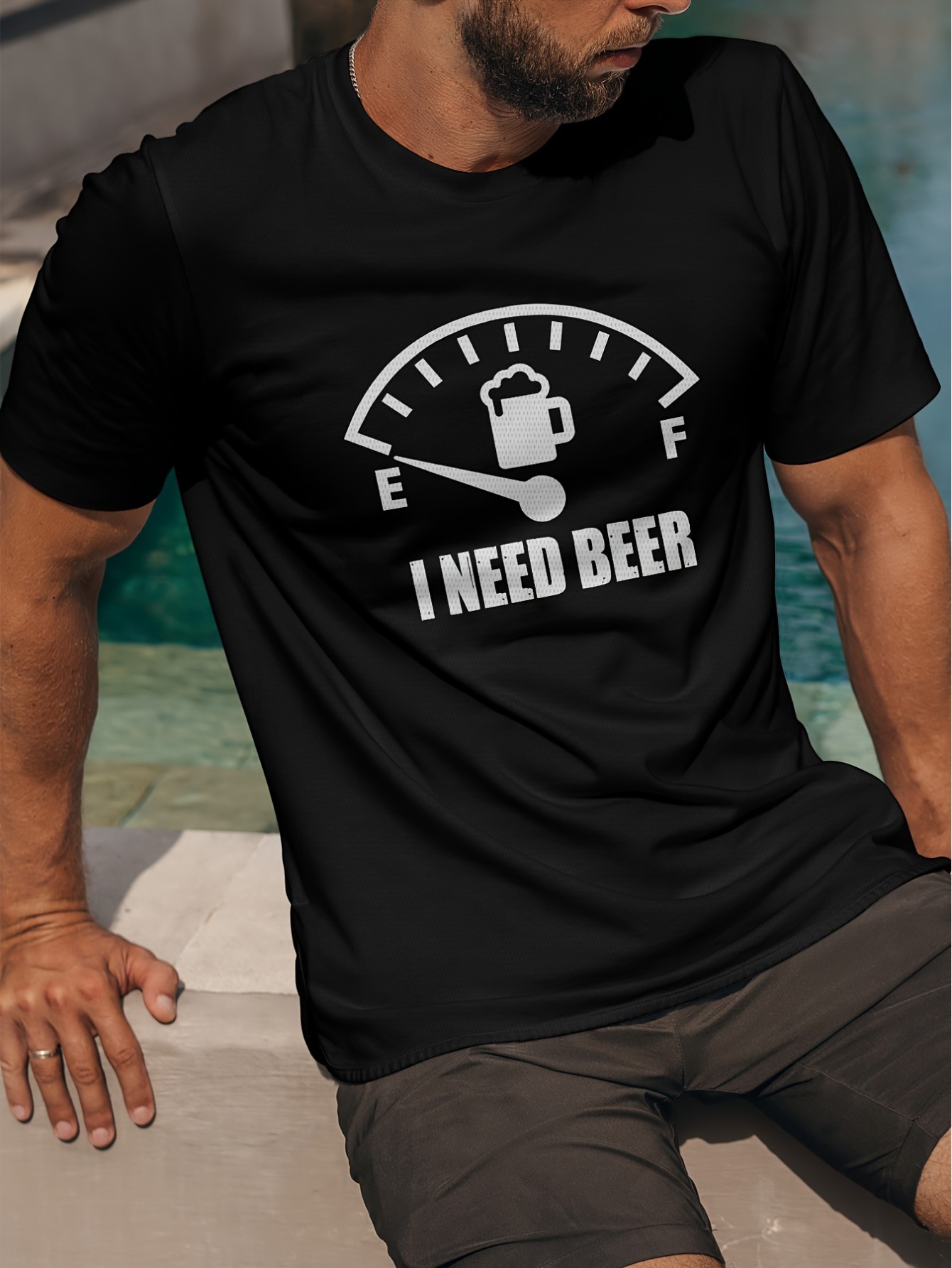 thumbnail image 2 of Men's Breathable 3D Print T-Shirt - Summer Casual, Sporty & Stretchy Polyester Blend, Machine Washable, 2 of 4