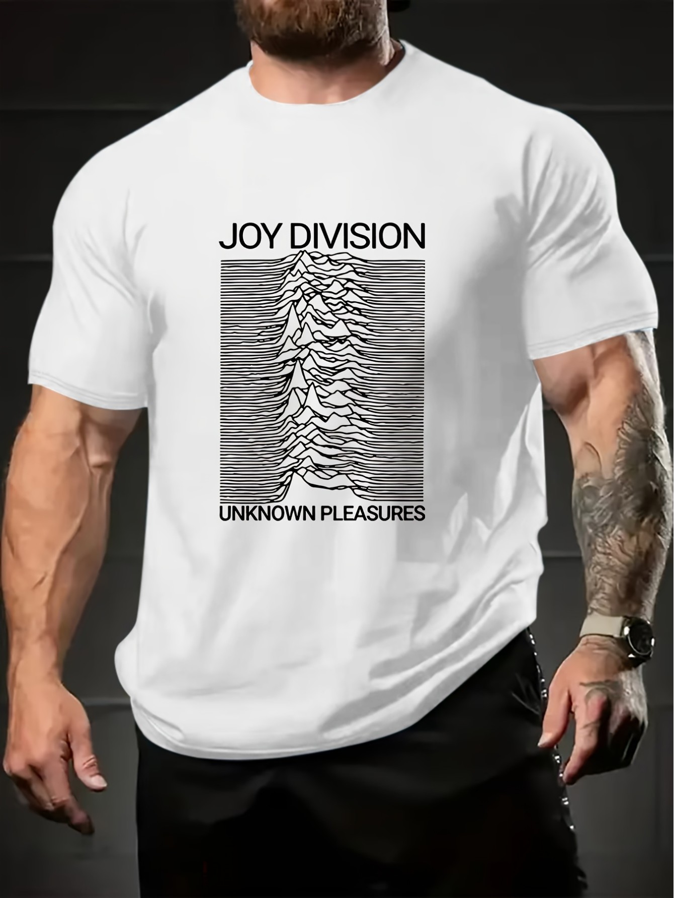 MBDMBD Men'S Joy Division Graphic Tee, 95% Polyester 5% Elastane, Casual Crew Neck Short Sleeve T-Shirt, Knit Fabric with Slight Stretch, Summer Adult Top