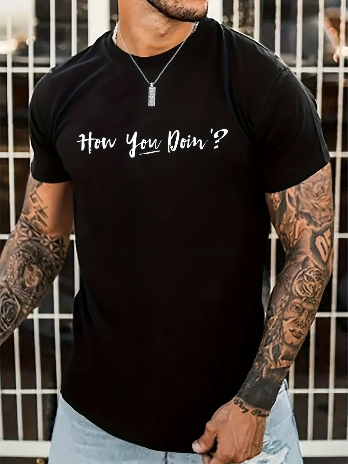 thumbnail image 1 of How Are You Print Men's Round Neck Short Sleeve Tee Fashion Regular Fit T-Shirt Top For Spring Summer Holiday, 1 of 5