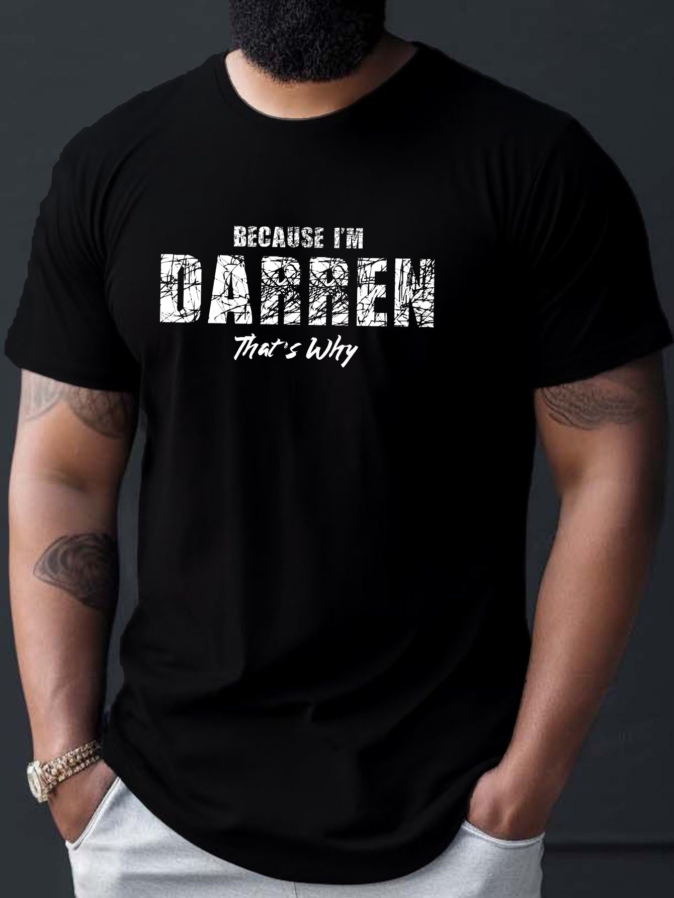 Men's Breathable Summer Tee - Darren's Geometric Print Casual Short Sleeve T-Shirt, Machine Washable Polyester