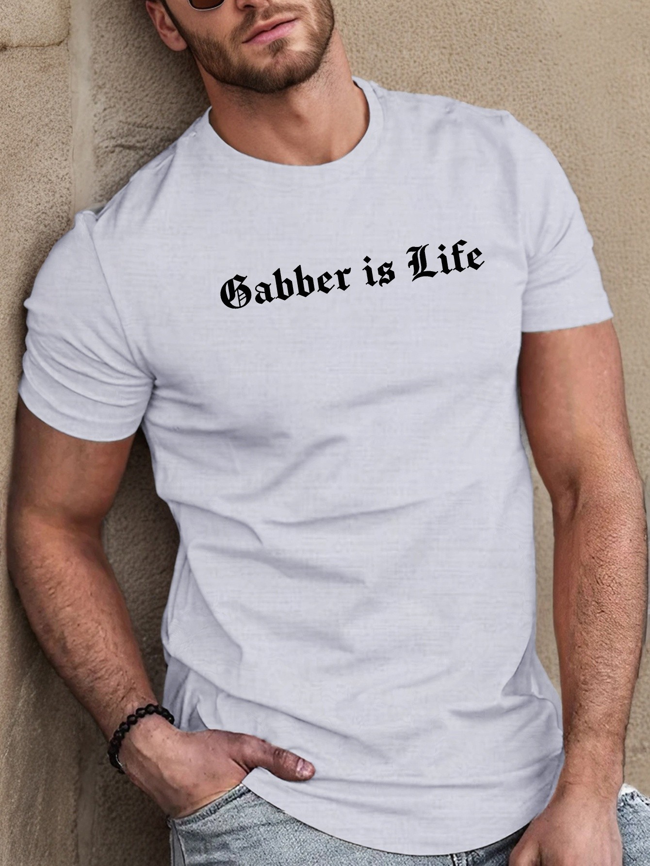 thumbnail image 1 of Gabber is Life Graphic T-Shirt - Men's Casual Polyester Knit Fabric Tee, Crew Neck, Slight Stretch, Geometric Pattern, Regular Fit Summer Shirt, 1 of 4