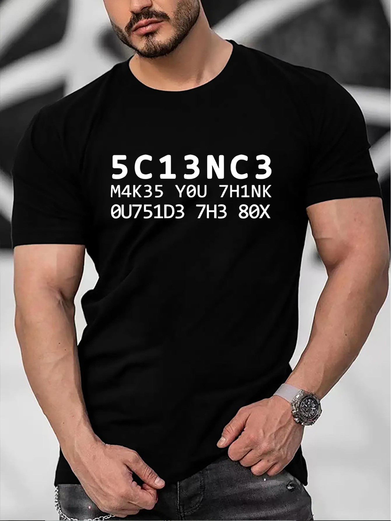thumbnail image 1 of SCIENCE MAKES YOU THINK 5C13NC3 Funny Humor Pun T-Shirt For Men, Quick-drying Comfy Casual Summer T-Shirt For Daily Wear Work Out And Vacation Resorts, 1 of 6