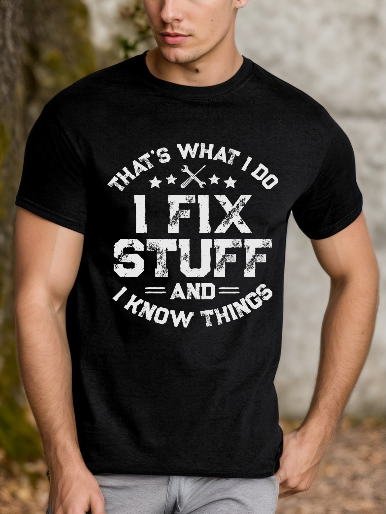 thumbnail image 1 of Men's Funny Mechanic Engineer T-Shirt - I Fix Stuff Garage Tee Shirt, 1 of 5