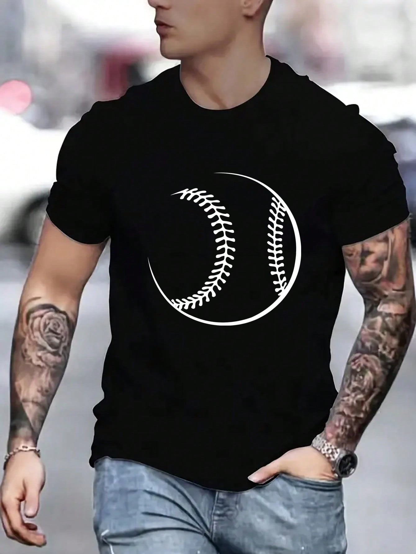 thumbnail image 1 of Manfinity Dauomo Men's Baseball Printed Round Neck Short Sleeve T-Shirt, 1 of 6