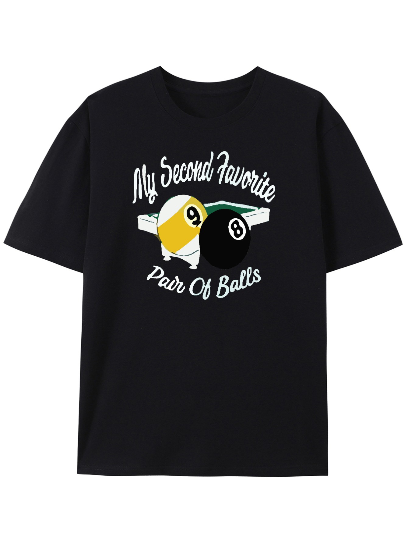 thumbnail image 2 of Billiards Humor T-Shirt - 'My Second Favorite Pair of Balls' Funny Pool Player Gift, Pre-shrunk 100% Cotton Tee, Printed in USA, 2 of 7