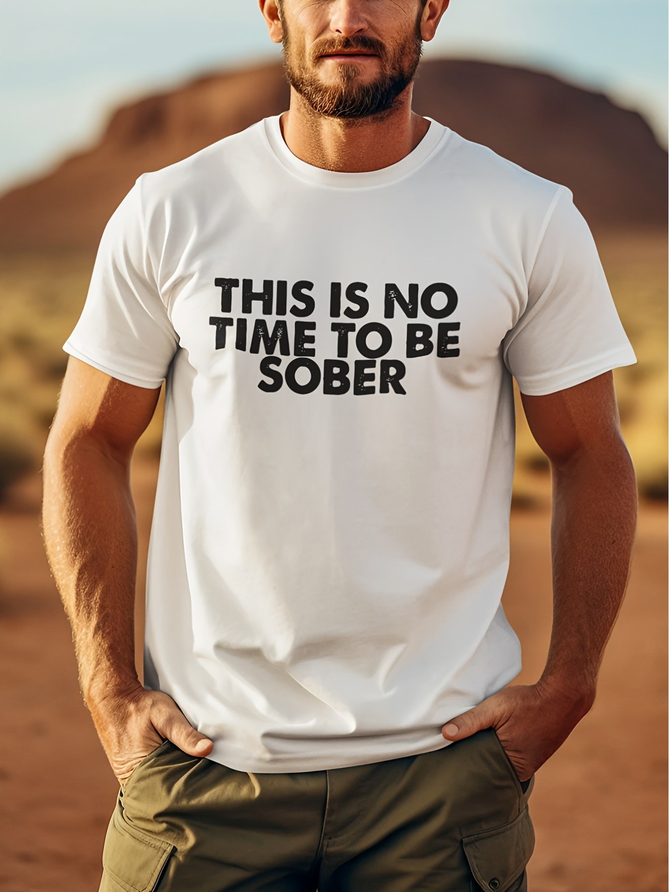 thumbnail image 1 of [Comfortable Cotton T-shirt] Summer Comfortable Cotton Men's Short-sleeved T-shirt - Personalized Printing Novel Tops - THIS IS NO TIME TO BE SOBER, 1 of 6