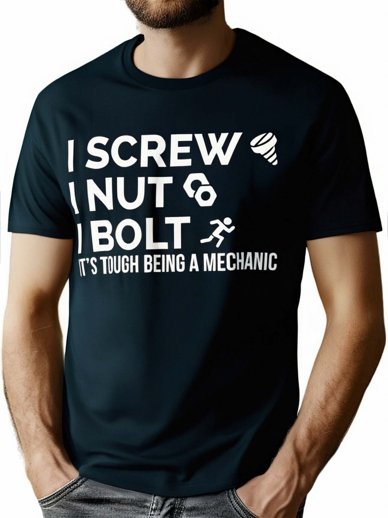 thumbnail image 1 of [Funny Mechanic Shirt] Funny College Mechanic Men's Shirt - 220g I Screw, I Nut, I Bolt, 1 of 7