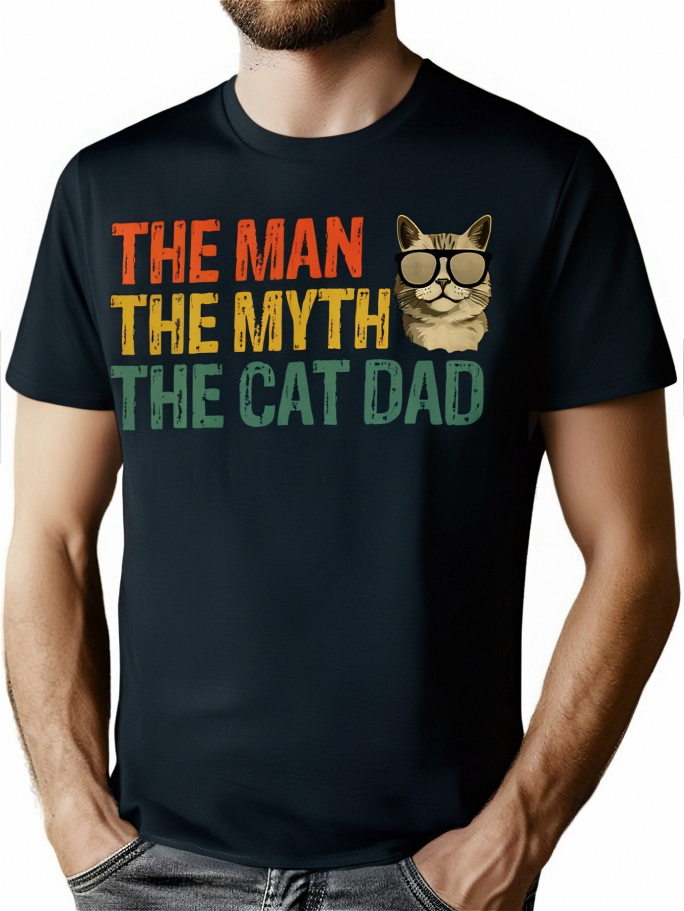 thumbnail image 1 of [Cat Daddy Vintage Tee] Cat Daddy Vintage 220g 100% Cotton T-Shirt - The Man, The Myth, 1 of 7