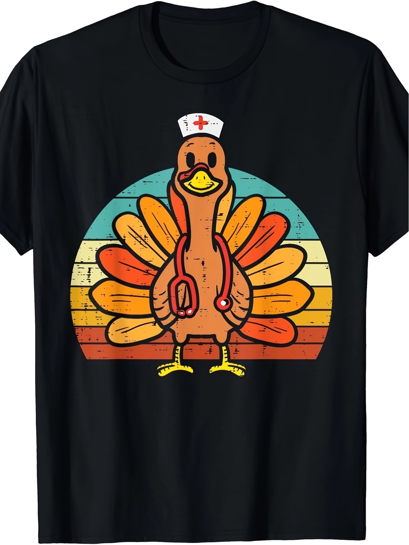 thumbnail image 2 of Turkey Nurse Stethoscope Thanksgiving Fall Men T-Shirt - 220g, 2 of 7