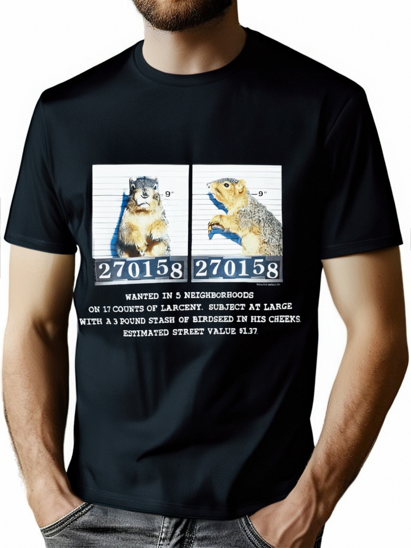 thumbnail image 1 of Two Cute Squirrel T-Shirt - 220g, 1 of 7