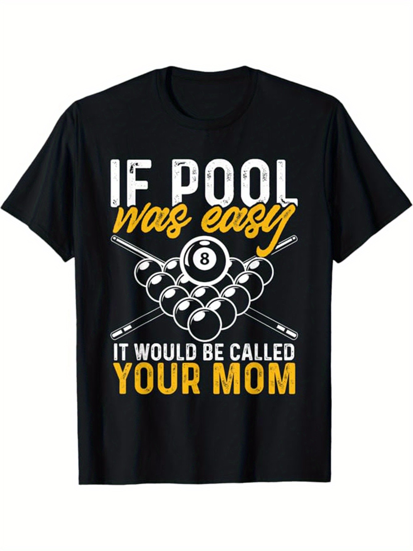 thumbnail image 2 of [Billiards Print Cotton Tee] Graphic Billiards Print Cotton T-shirt - Men's Casual Short Sleeve Crew Neck Tee - Gift For Men, 2 of 7