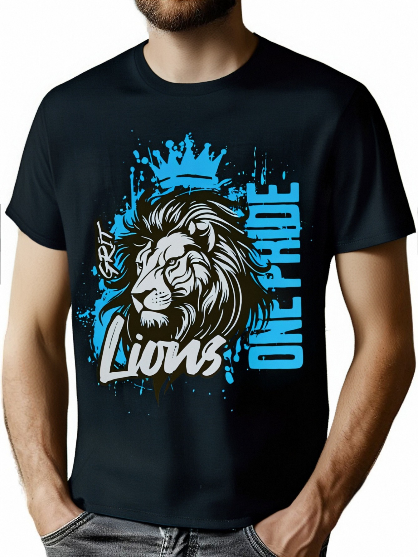 thumbnail image 1 of [Vintage Quote Grit Lion Tee] Funny Retro Christian Lover Vintage Quote Grit Lion T-Shirt - 100% Cotton, 220g, 1 of 7