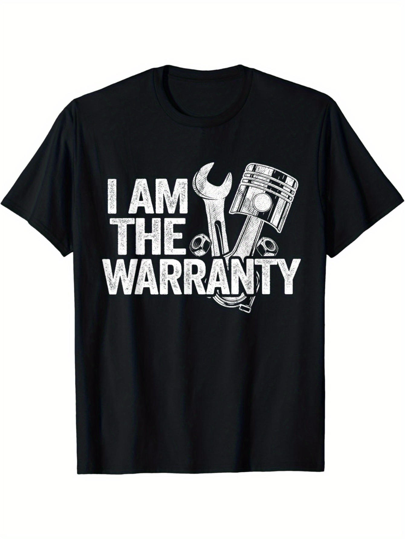 thumbnail image 2 of Men's Cotton Crew Neck T-Shirt, Casual Short Sleeve Pullover with "I Am The Warranty" Print, All-Season Knit Fabric Tee for Weekend Casual Wear, Oversized T Shirt, 2 of 7