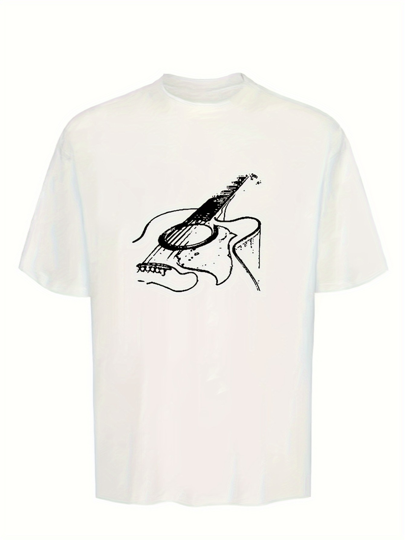 thumbnail image 2 of MBDMBD Men's Trendy Guitar Print T-Shirt - Casual Crew Neck, Short Sleeve, Breathable Polyester Blend, Machine Washable - Perfect for Summer, 2 of 6