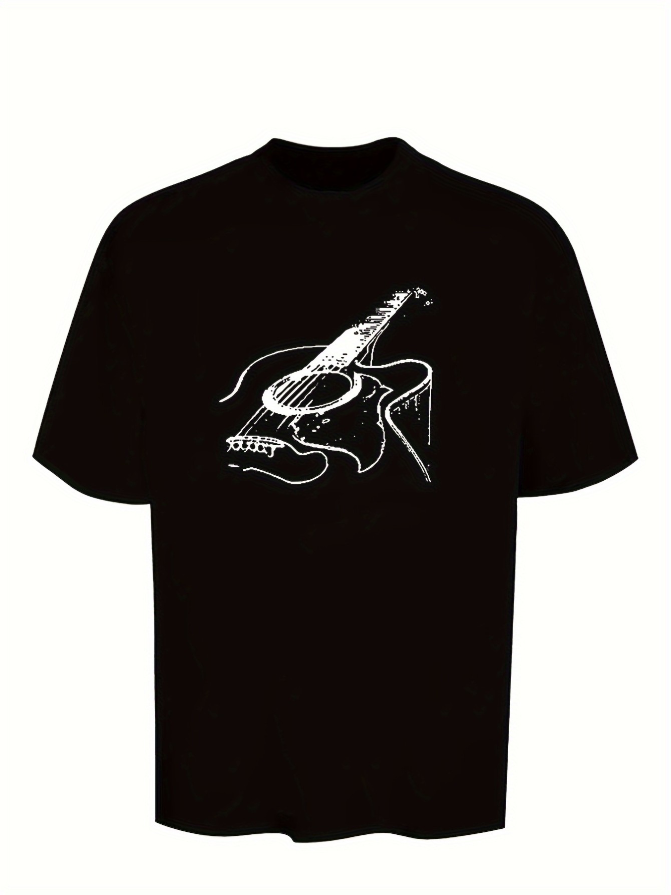 thumbnail image 2 of MBDMBD Men's Trendy Guitar Print T-Shirt - Casual Crew Neck, Short Sleeve, Breathable Polyester Blend, Machine Washable - Perfect for Summer, 2 of 6