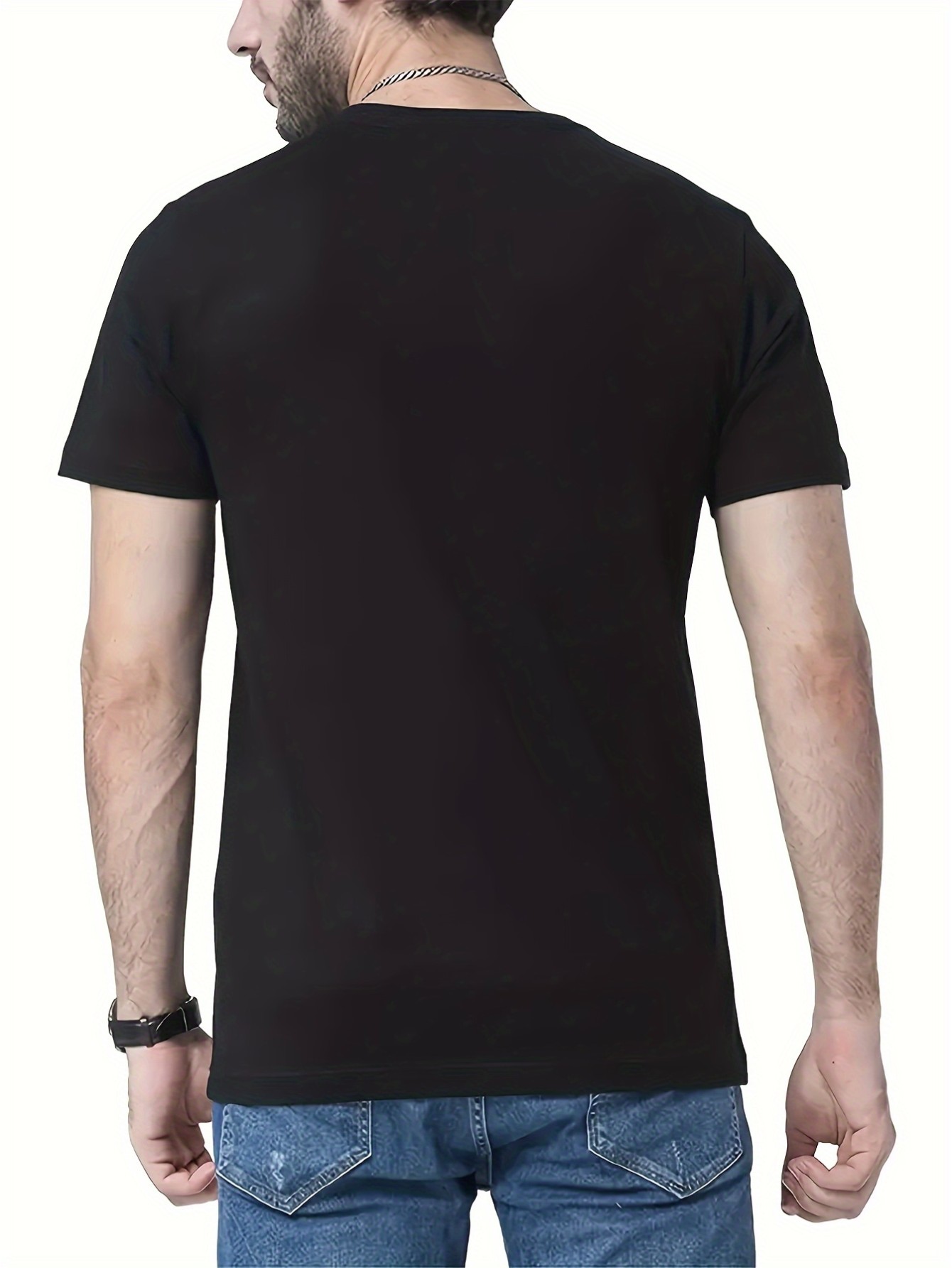 thumbnail image 2 of JAH BLESS Creative Crown Graphic Print Men's Fashion Trend Crew-neck T-shirt, Comfy And Simple Fit, Versatile Outdoor Top For Daily Wear, 2 of 6