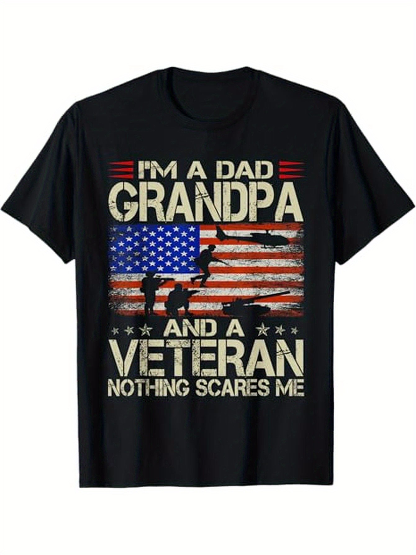 thumbnail image 1 of I'm A Dad Grandpa And Veteran Funny Retro Papa Grandpa Gifts Theme Men's T - Shirt, 100% Cotton, Gift for Father or Grandpa, S - XXXL, Black, 1 of 5