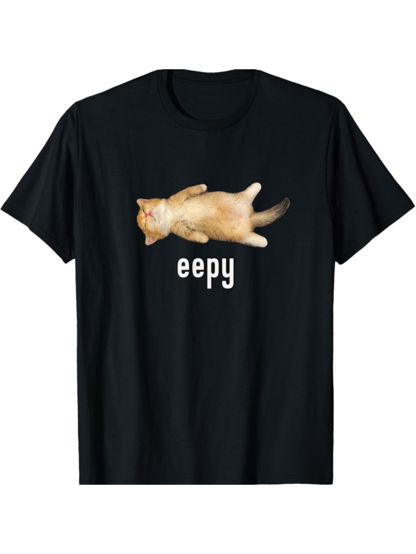 thumbnail image 2 of [Cotton Eepy Cat Tee] Cotton Eepy Cat Print T-shirt - Casual Summer Tee, Trendy Crew Neck Comfort Street Style, 2 of 6