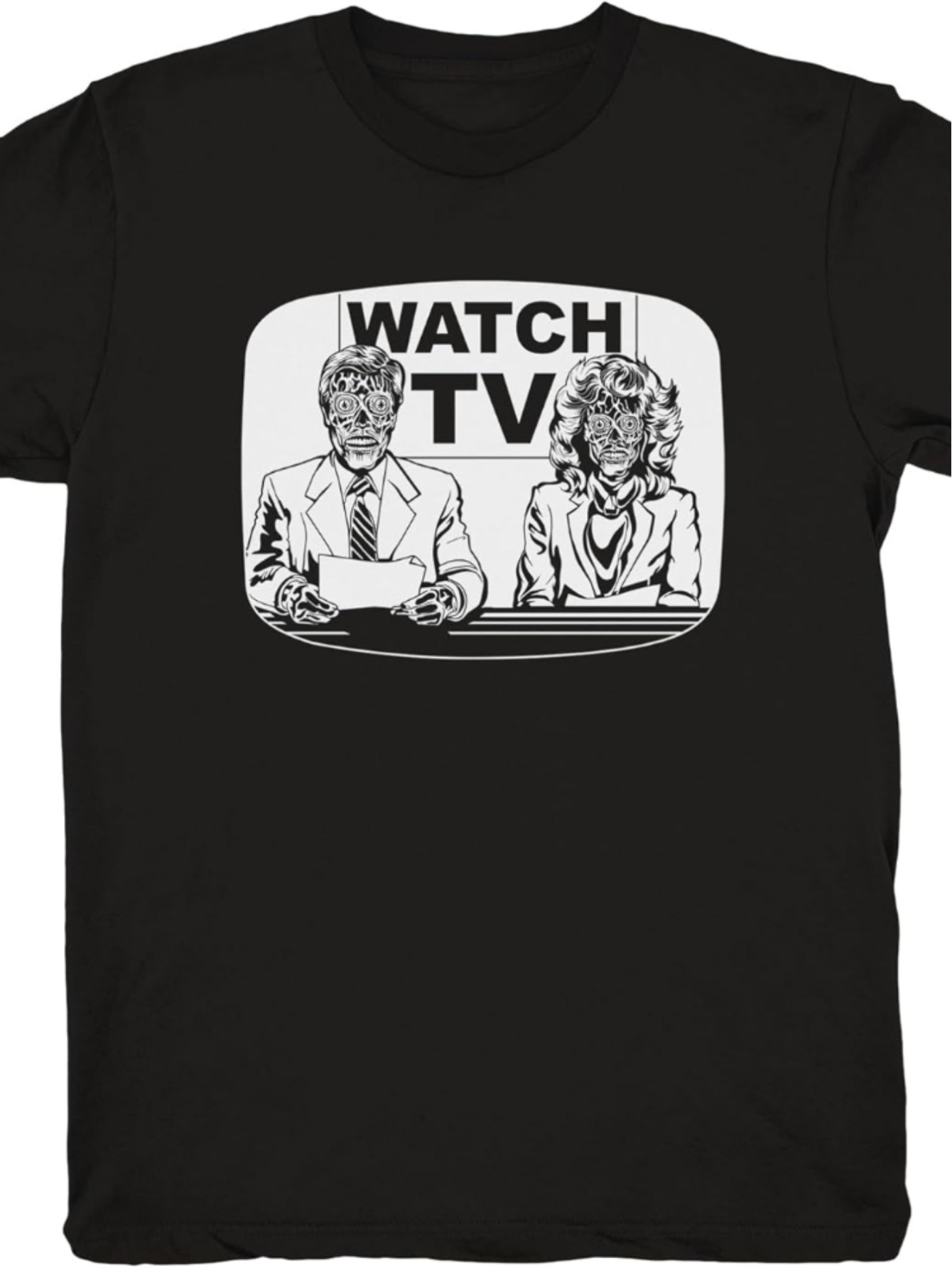 thumbnail image 2 of Funny Graphic Printed Black Men's T-shirts - They Live on TV T-shirts, 2 of 6