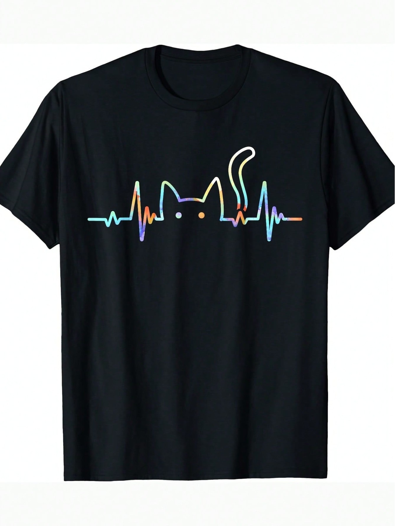 thumbnail image 2 of Men's Heartbeat Cat Graphic T-Shirt - Soft Cotton, Short Sleeve, Round Neck, Casual & Stylish for Casual Attire, Parties, and Outdoor Activities, 2 of 7