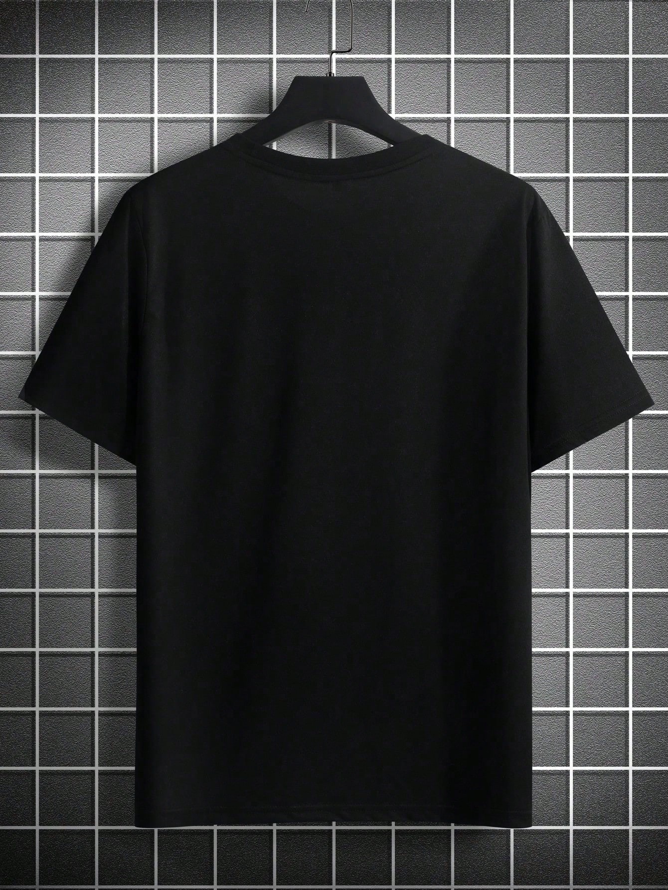 thumbnail image 3 of 2025 Men's Summer Leisure Letter & Tape Print Round Neck Short Sleeve T-Shirt, 3 of 6
