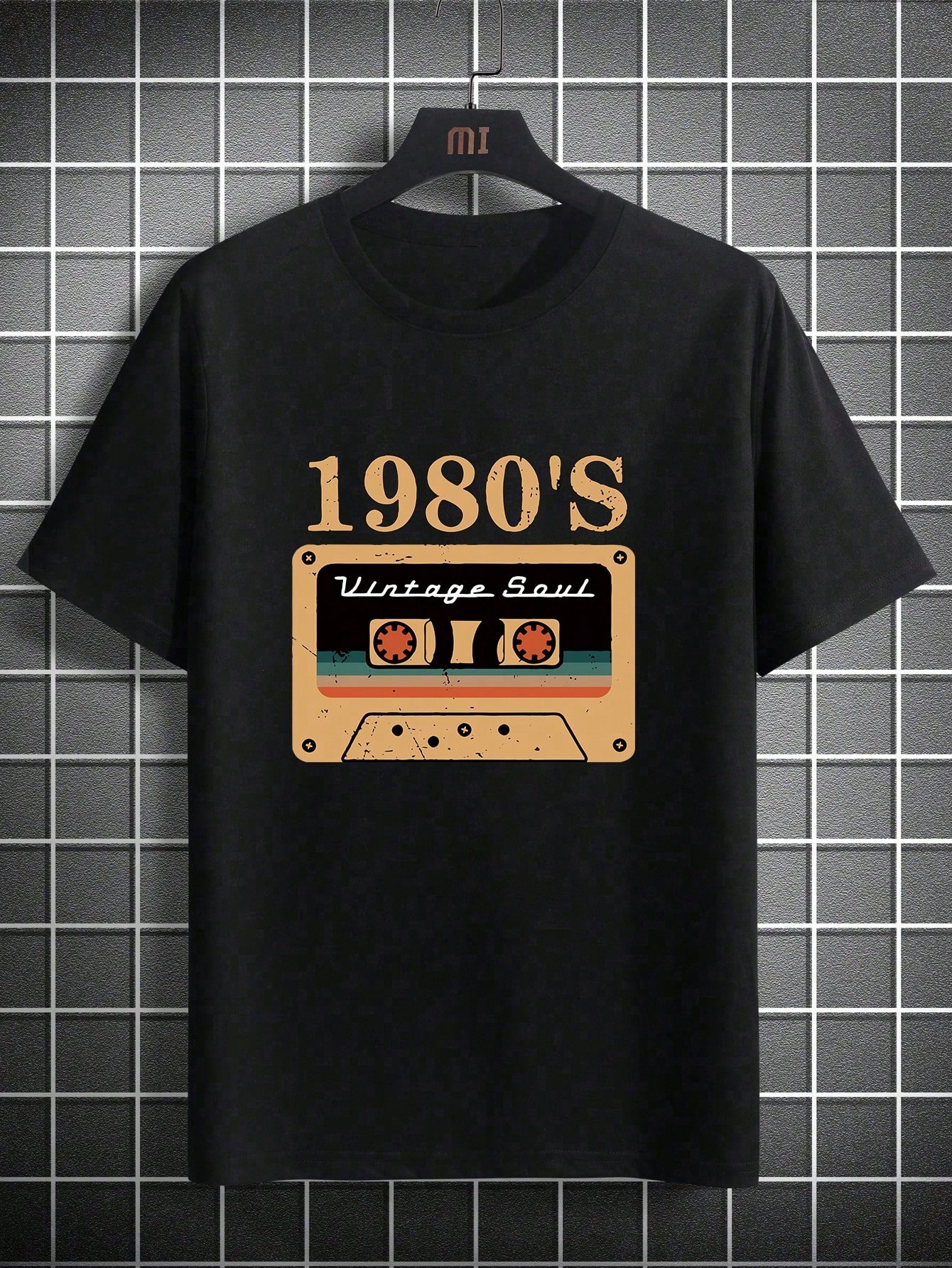 thumbnail image 2 of 2025 Men's Summer Leisure Letter & Tape Print Round Neck Short Sleeve T-Shirt, 2 of 6