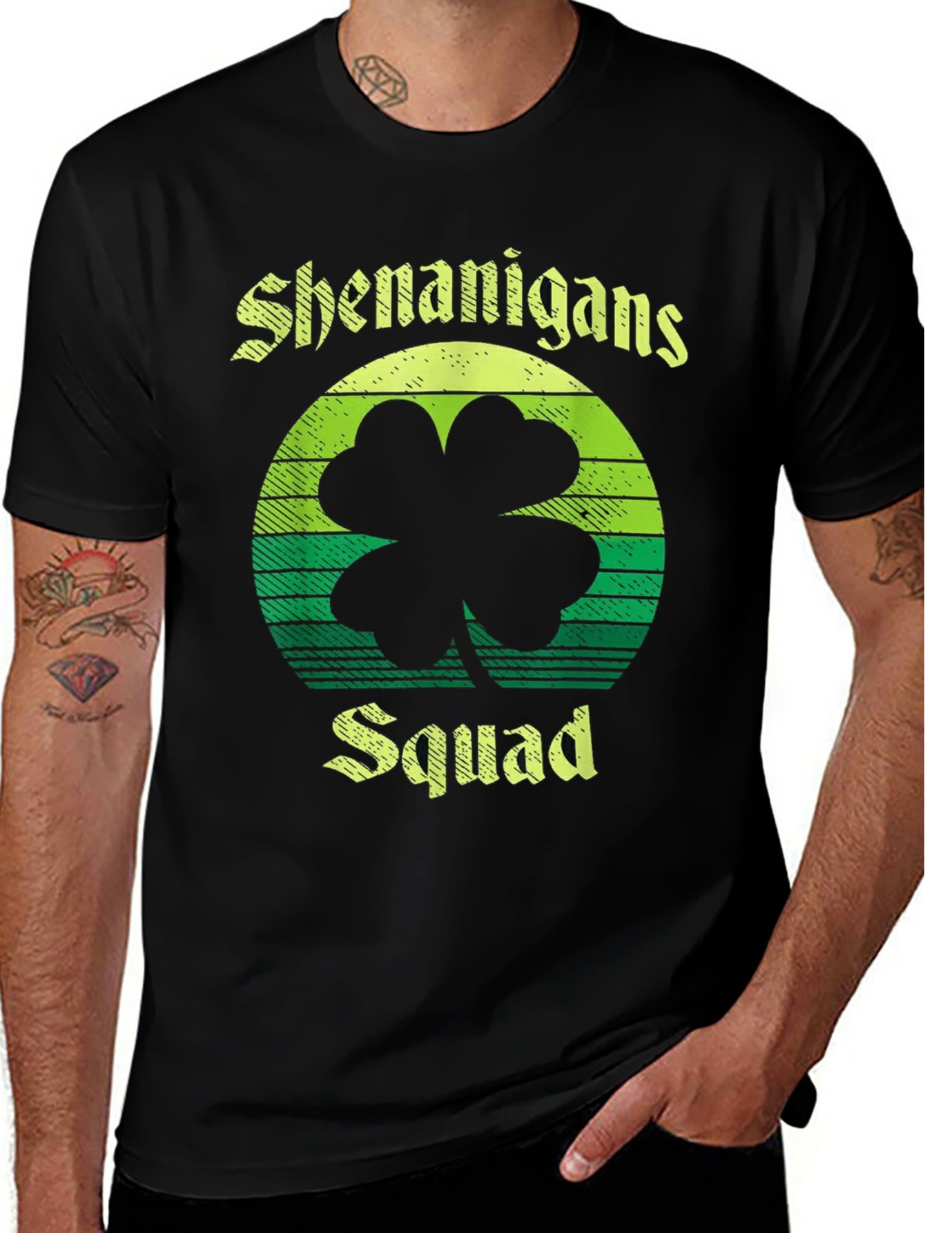 thumbnail image 1 of Irish Pride, Shenanigans Squad Mens St. Patricks Day T-Shirt - 100% Cotton, Soft & Comfortable with Lucky Shamrock Graphic, Casual Black Tee for Irish Celebrations & Everyday FunPattern Print Cotton, 1 of 6