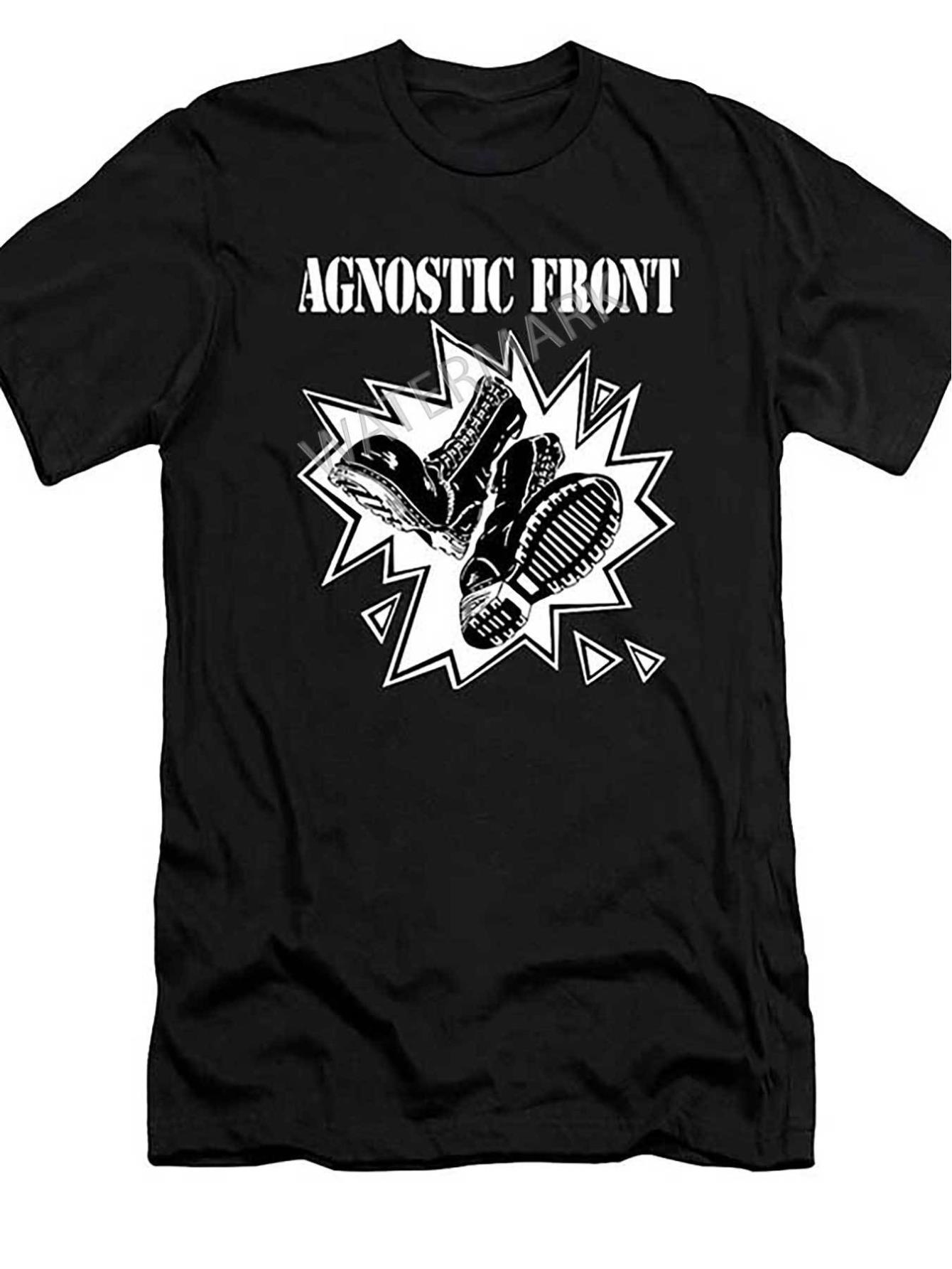thumbnail image 2 of Agnostic Front Logo Band #2 T-Shirt 703012 funny Men's Short Sleeve Graphic T-shirt Collection black PX, 2 of 6