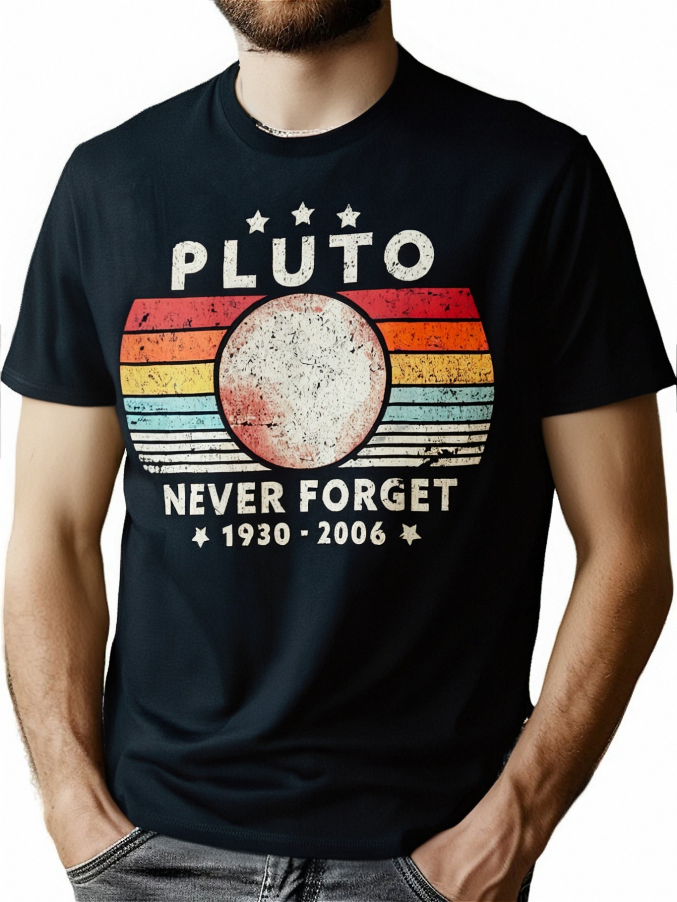 Men's Retro Letter Pattern Casual T-Shirt - Short-Sleeved, Round Neck, 100% Cotton, Lightweight, Machine Washable for Summer Outdoor, Summer Outdoor