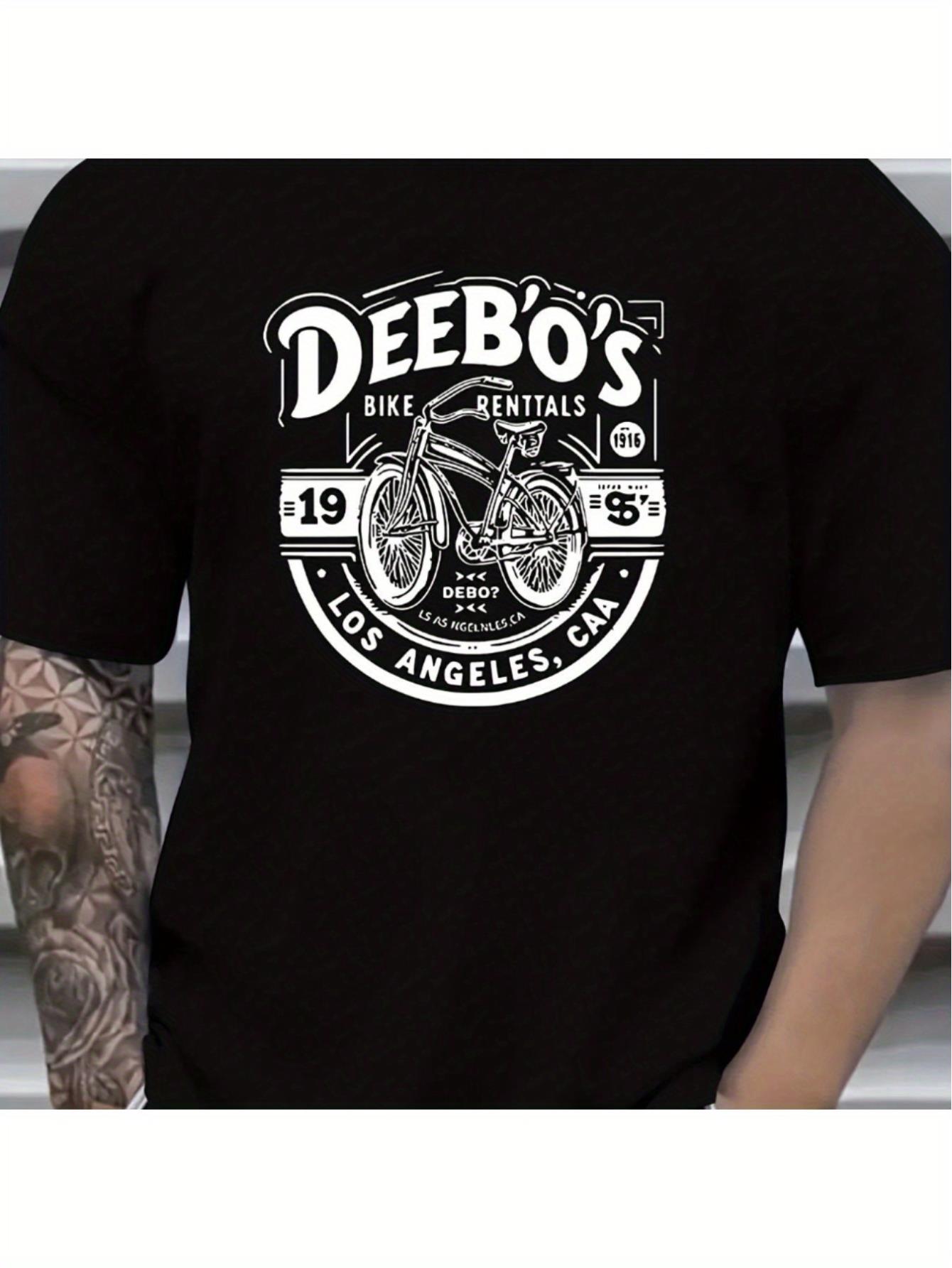 Men's Retro Bicycle Graphic T-Shirt - Los Angeles 1930s Design, Black Cotton Crew Neck Tee for Casual & Outdoor Wear, Lightweight & Breathable for Spring & Summer