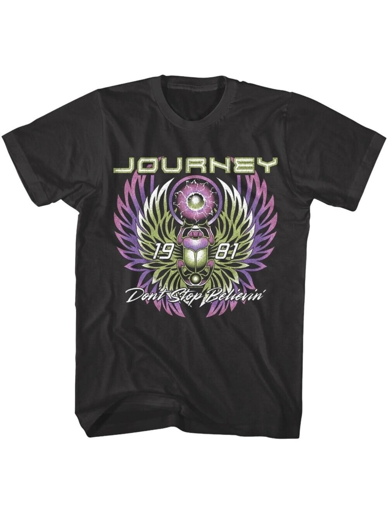thumbnail image 2 of Bold Style, Journey "Don't Stop Believin'" 1981 Men's T-Shirt - Casual Cotton Crew Neck with Vibrant Winged Graphic Print, All-Season Comfort Fit, Casual Wear|Retro Journey Shirt|Knitted Texture, 2 of 6