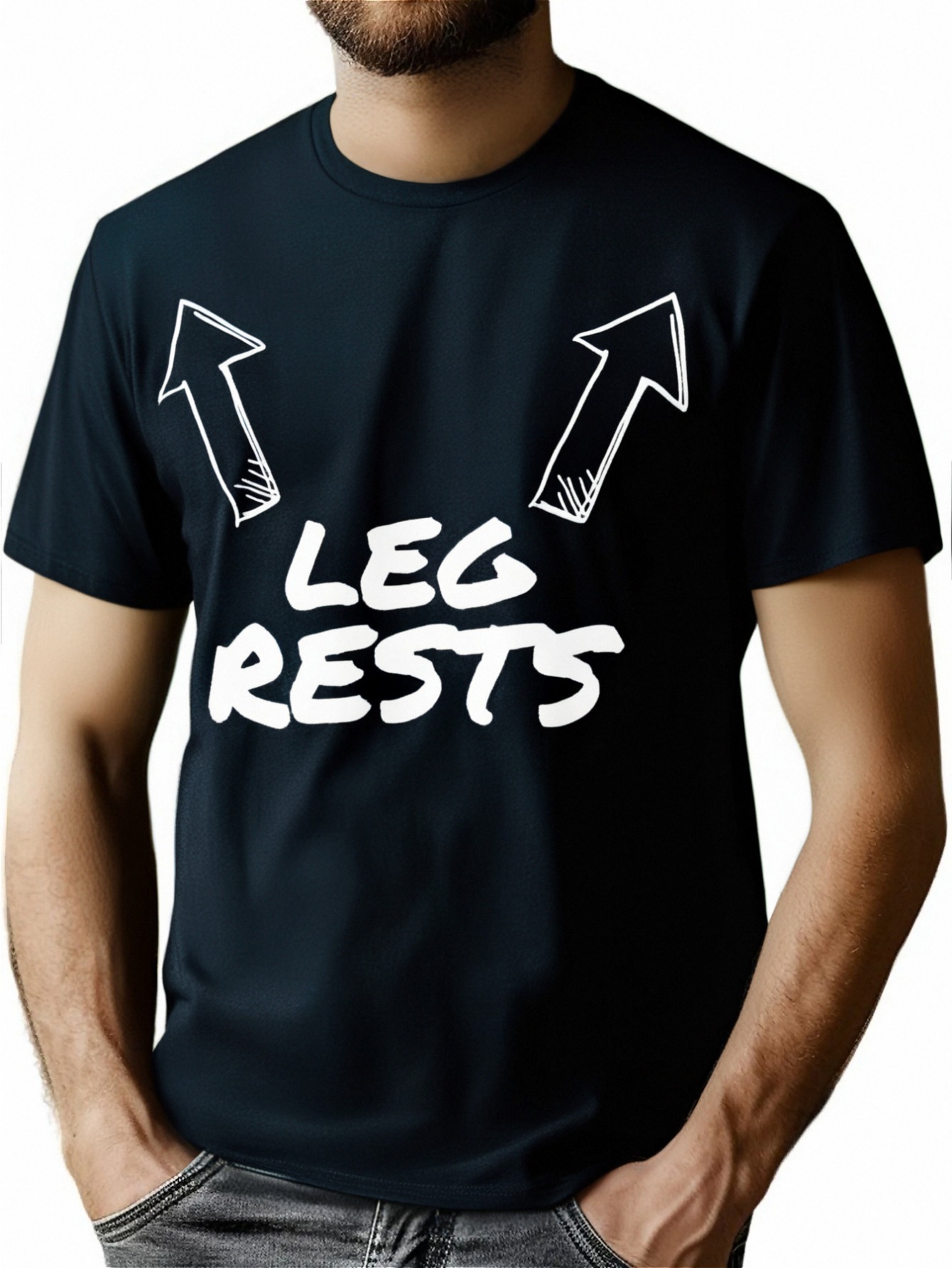 Men's "Leg Rest" Humor Graphic T-Shirt - Classic Fit, 100% Cotton, Short Sleeve, Crew Neck, Machine Washable - Ideal for Casual Wear, PLUS SIZE