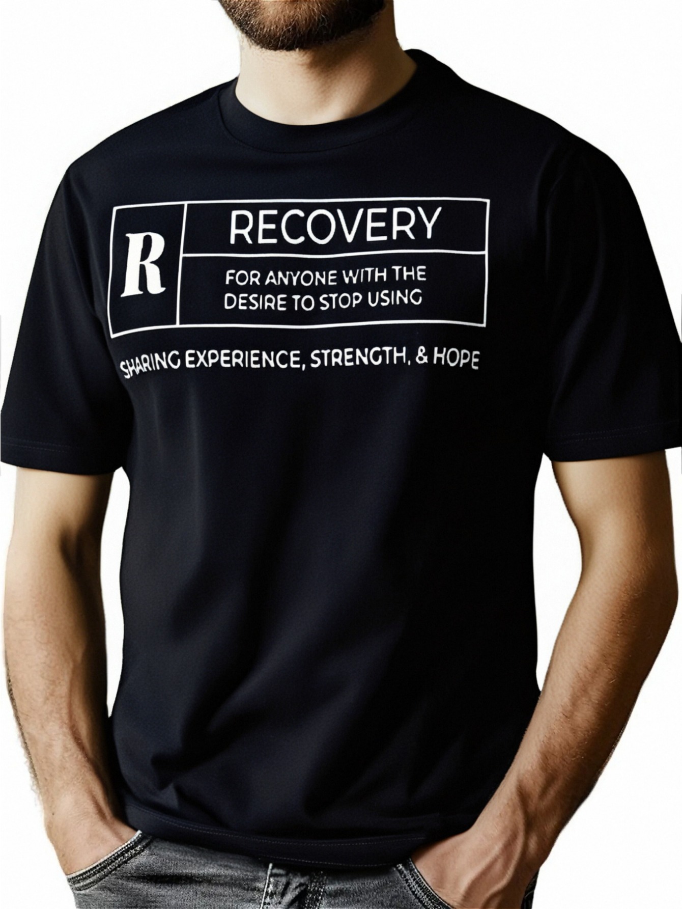 thumbnail image 1 of Sobriety Recovery Sober Rated R Movie T-shirt 336574 funny Men’s Short Sleeve Graphic T-shirt Collection black PR, 1 of 6