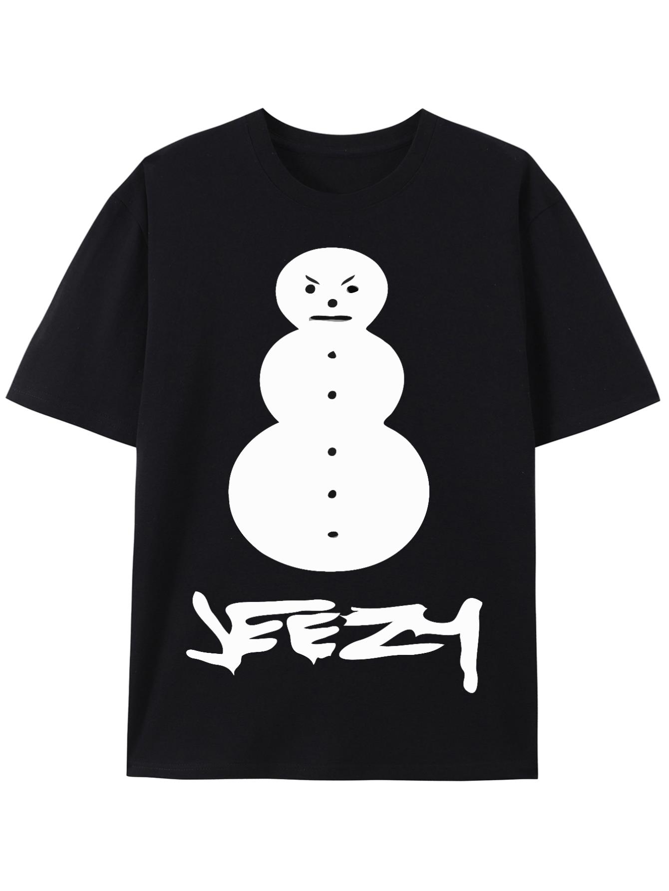 thumbnail image 2 of Young Jeezy Snowman Graphic T-Shirt, 100% Cotton Crew Neck Tee, Casual Hip Hop Style, Geometric Pattern, Knit Fabric, Regular Fit, with Applique Detail, for Men, Daily Wear, Sports & Outdoor Activiti, 2 of 6