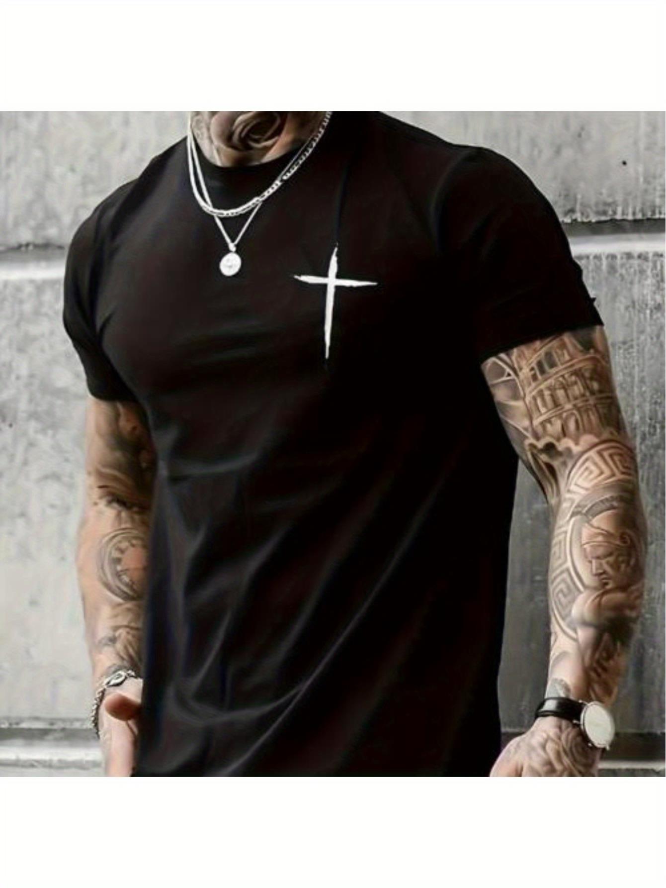 Camiseta cruzada con estilo para hombre - Camiseta casual de manga corta con cuello redondo - Ligera y cómoda para aventuras al aire libre - Ropa ideal para hombre