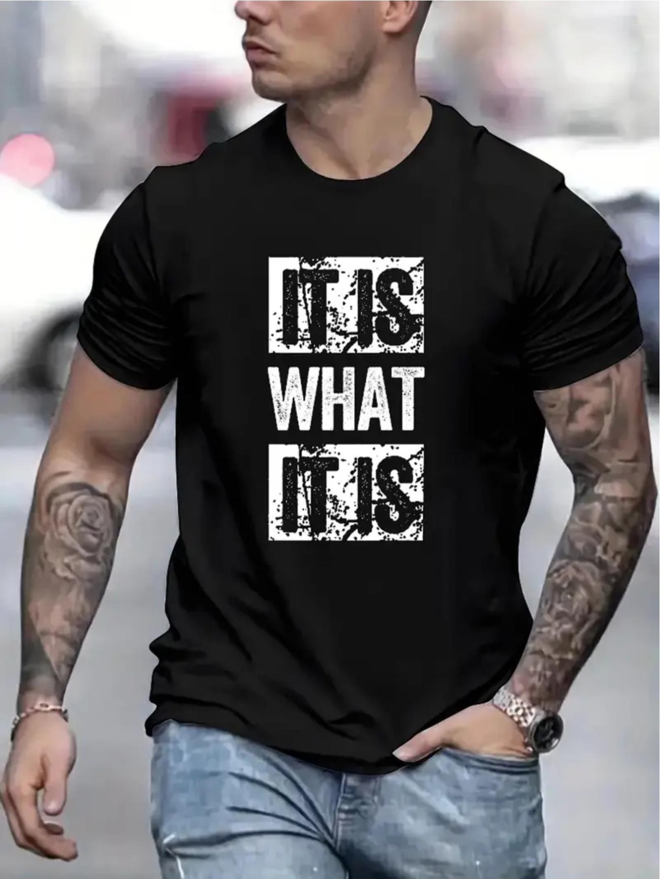 thumbnail image 1 of [Graphic Summer Tee] Stylish It Is What It Is T-Shirt - Ultra-Casual Short Sleeve Design, Relaxed Fit Print Tee for Men's Summer Wardrobe, 1 of 5