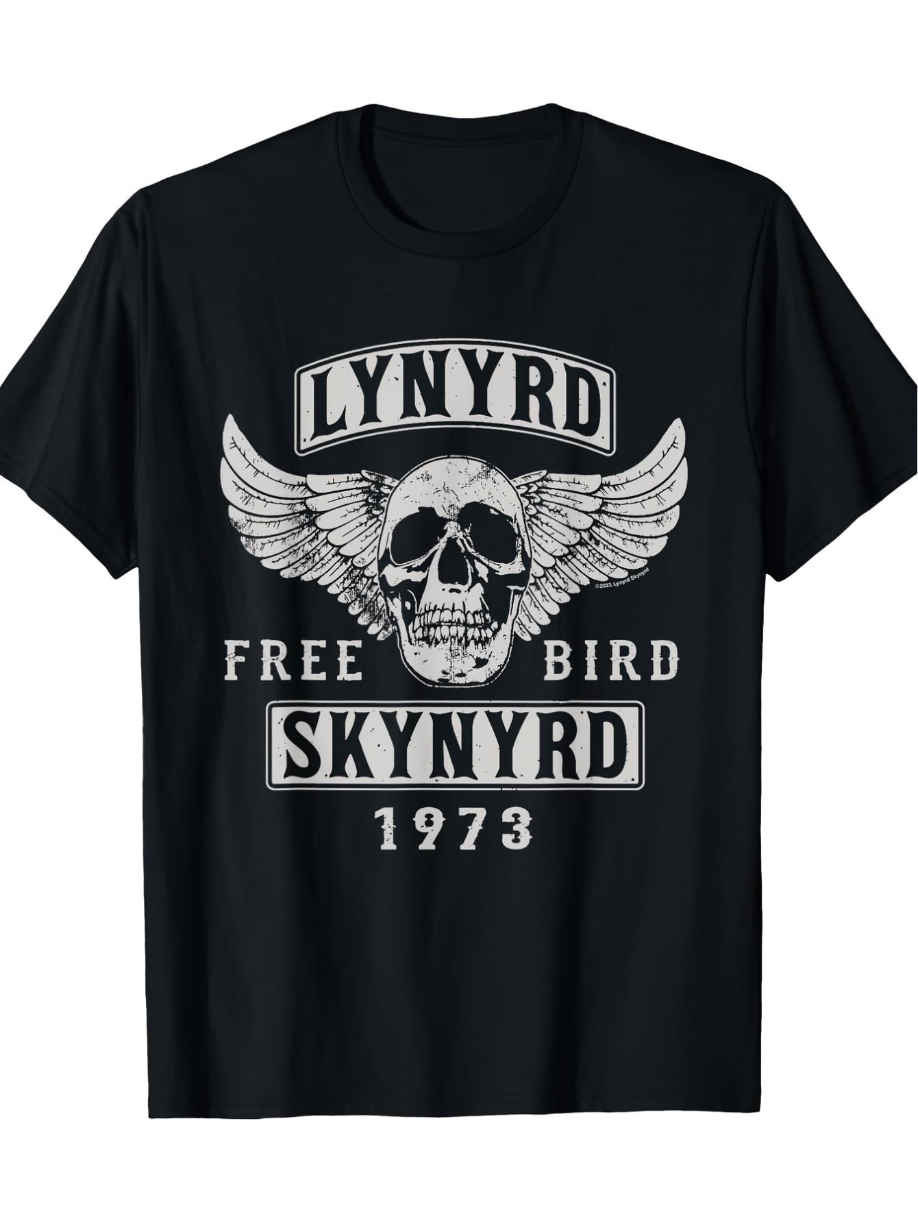 thumbnail image 1 of Free Bird Skull 1973 T-Shirt, Men's Cotton Shoulder T-Shirt, 1 of 6