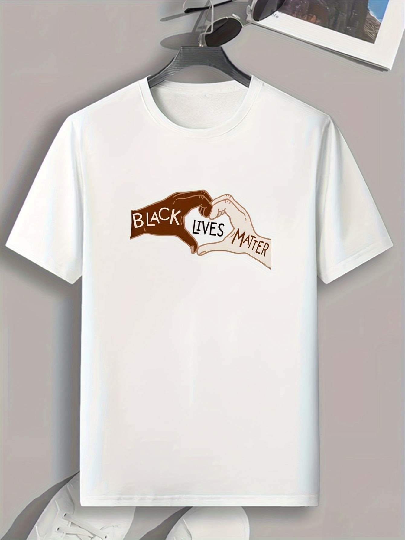 thumbnail image 1 of Men's Casual Crew Neck T-Shirt with Unique Letter Print - Breathable Polyester, Machine Washable - Perfect for Summer & Casual Attire, 1 of 7