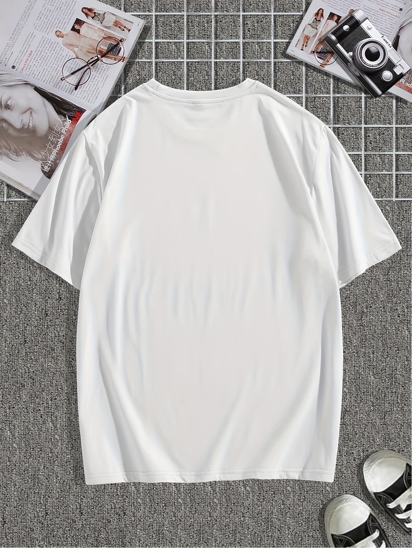 thumbnail image 2 of Men's Casual "PANIC" Print Short Sleeve T-Shirt, Summer Round Neck Knit Top, 2 of 4