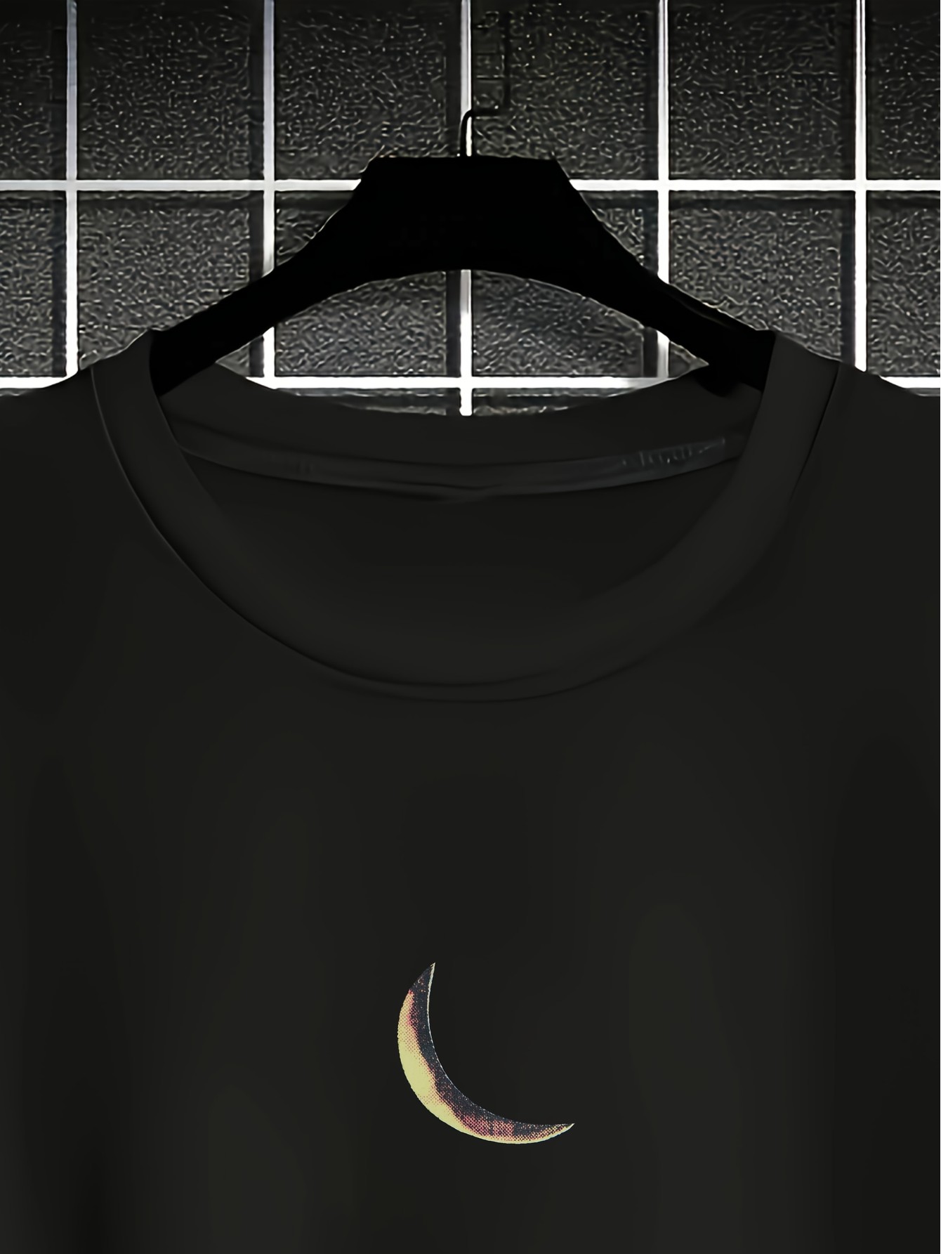 thumbnail image 4 of Men'S Casual Crew Neck T-Shirt, 100% Polyester Knit Fabric, Regular Fit, Short Sleeve, with Crescent Moon Graphic, for Daily & Weekend Casual Wear, 4 of 6