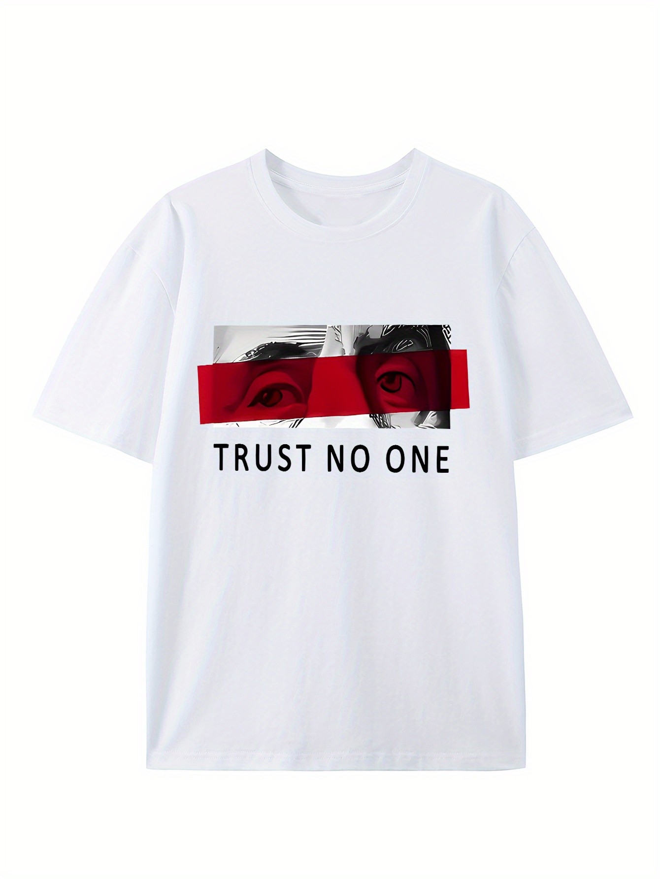thumbnail image 2 of [TRUST NO ONE Print Tee] Casual TRUST NO ONE Print Tee Shirt - Short Sleeve T-shirt for Summer, 2 of 4